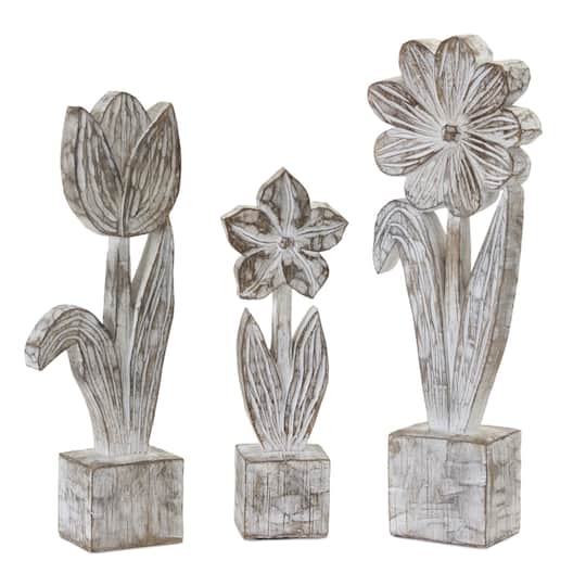 Michaels, Resin Floral Tabletop Accent Set, 10.5", 12.75" & 14.25" – Category: Spring Tabletop Decor